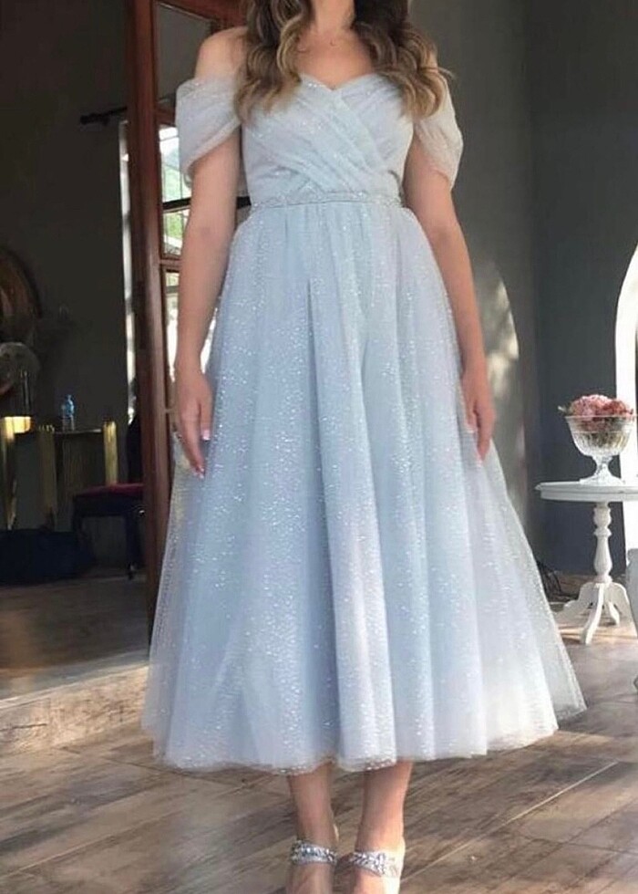 Nişan elbisesi prenses elbise bebe mavi elbise - Görsel 4