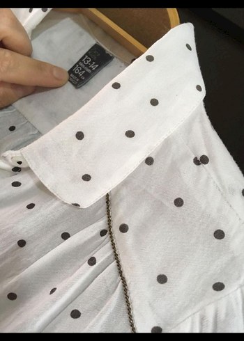 Düğmeli Puantiyeli Beyaz Çocuk  Gömlek - Görsel 3