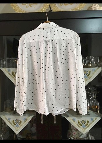 Düğmeli Puantiyeli Beyaz Çocuk  Gömlek - Görsel 7