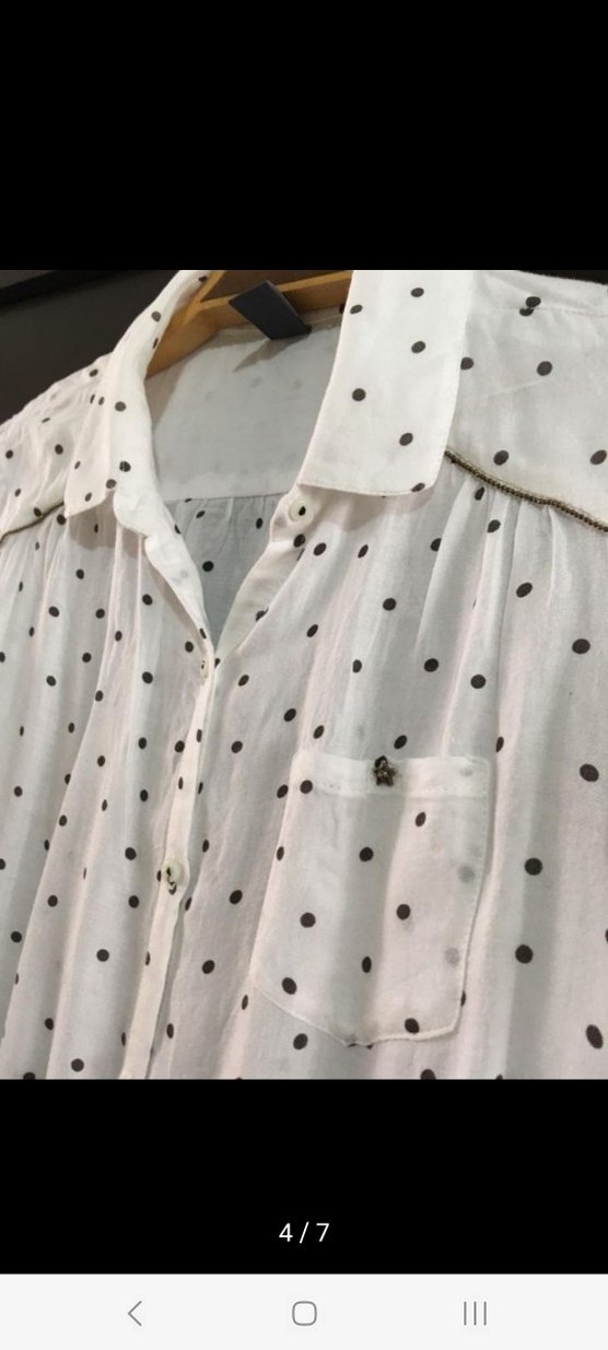 Düğmeli Puantiyeli Beyaz Çocuk  Gömlek - Görsel 4