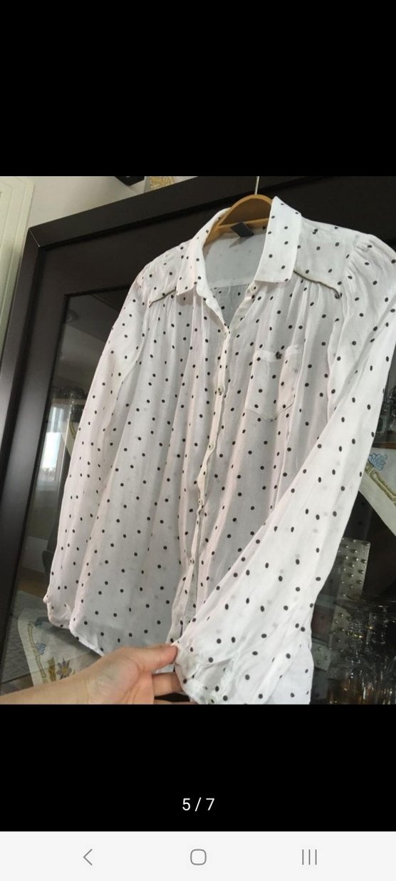 Düğmeli Puantiyeli Beyaz Çocuk  Gömlek - Görsel 5