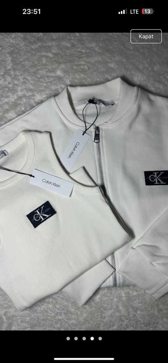 Calvin Klein Ekru Çiftli Sweatshirt Seti — görsel 4/5