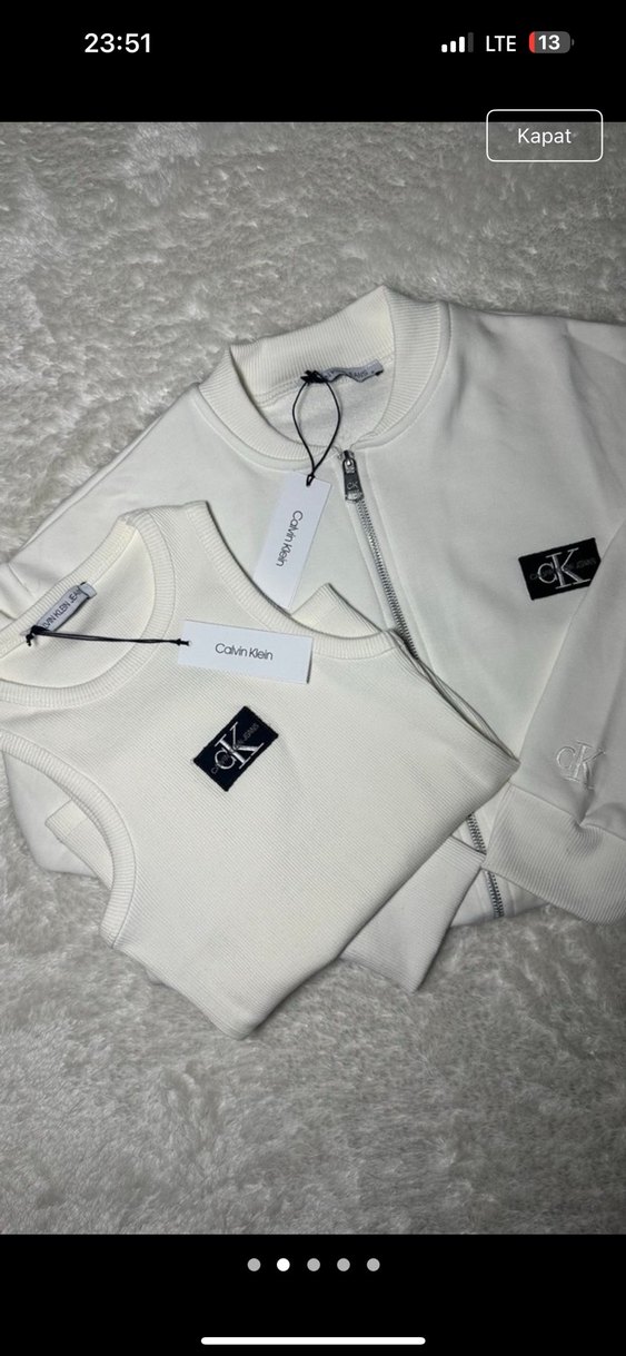 Calvin Klein Ekru Çiftli Sweatshirt Seti — görsel 2/5