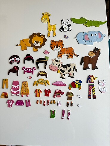  Mıknatıslı hayvan puzzle ve kiyafet