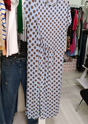 Puantiye Desenli Uzun Hamile Elbisesi - Görsel 3