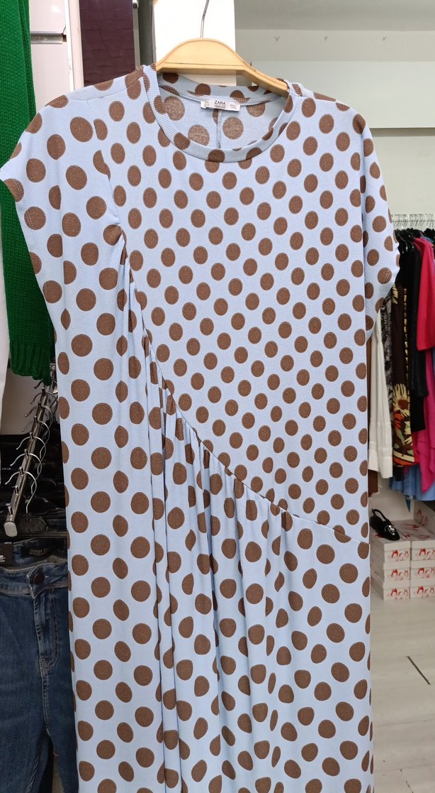 Puantiye Desenli Uzun Hamile Elbisesi - Görsel 2