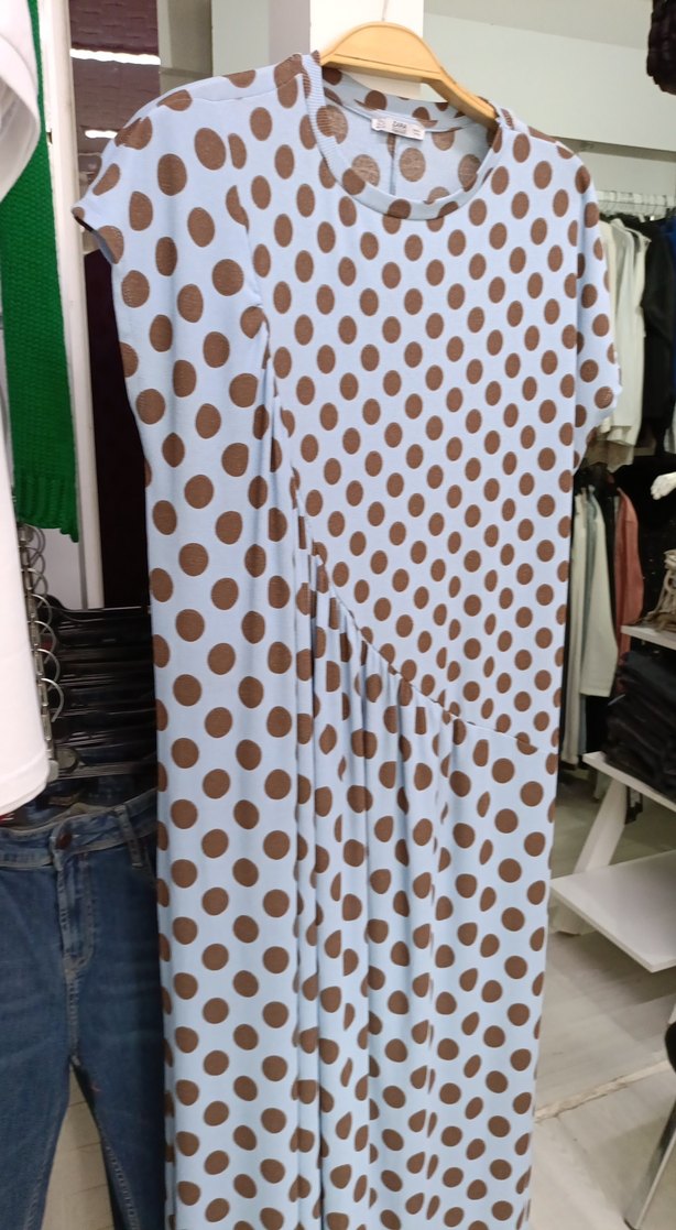 Puantiye Desenli Uzun Hamile Elbisesi - Görsel 4