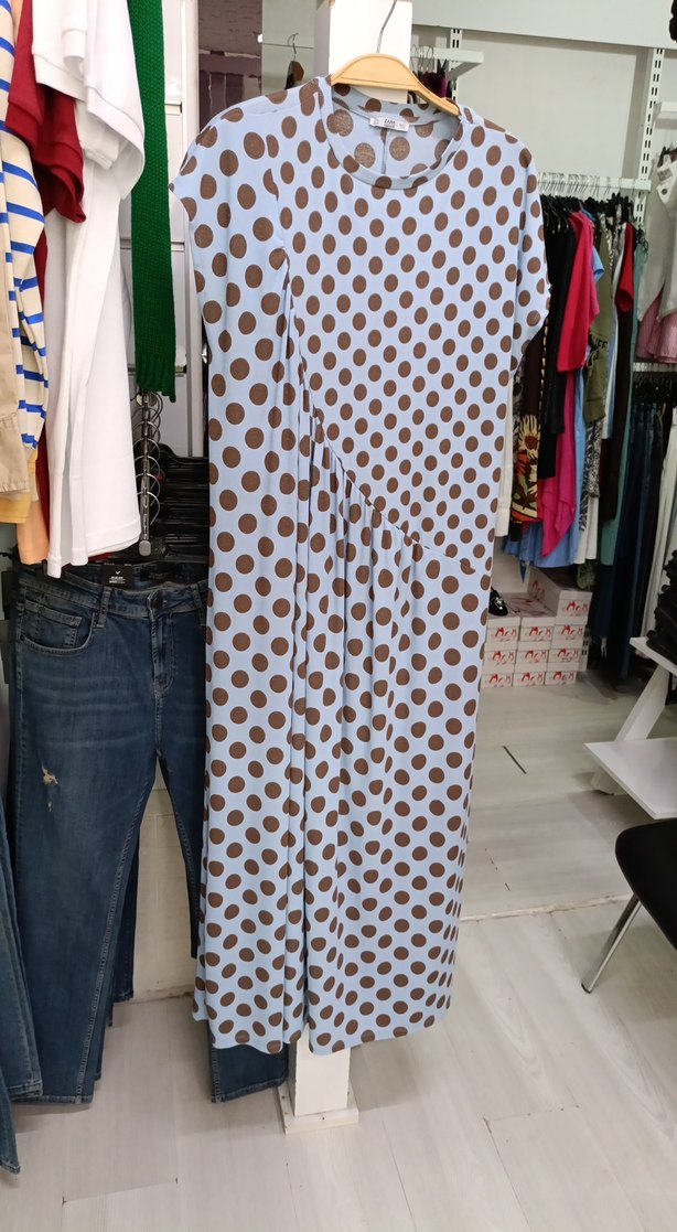 Puantiye Desenli Uzun Hamile Elbisesi - Görsel 3