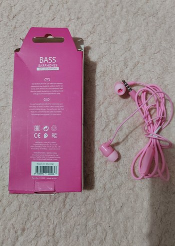 Pembe kablolu mikrofonlu Kulak İçi Kulaklık - Görsel 2