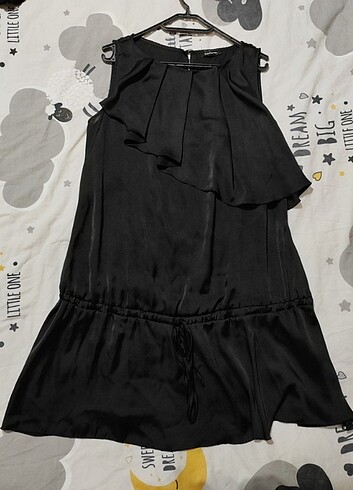 Saten görünümlü midi boy büzgülü elbise - Görsel 2