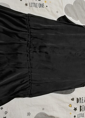 Saten görünümlü midi boy büzgülü elbise - Görsel 3