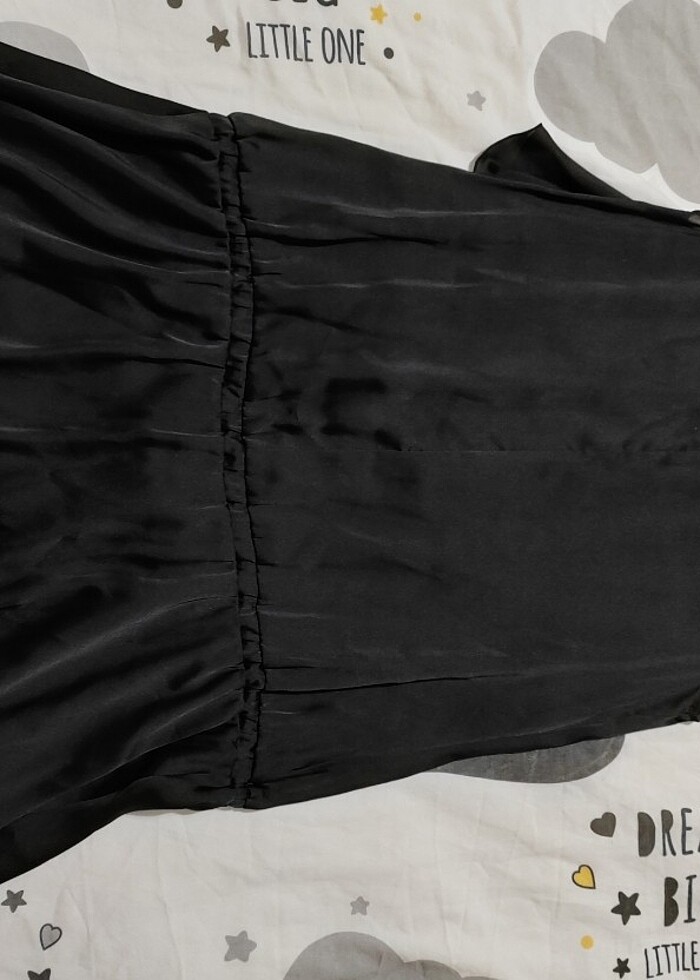 Saten görünümlü midi boy büzgülü elbise  - Görsel 3