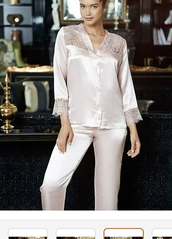 Giona saten gecelik pantolon ve düğmeli - Görsel 2