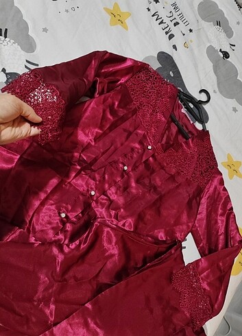 Giona saten gecelik pantolon ve düğmeli - Görsel 4