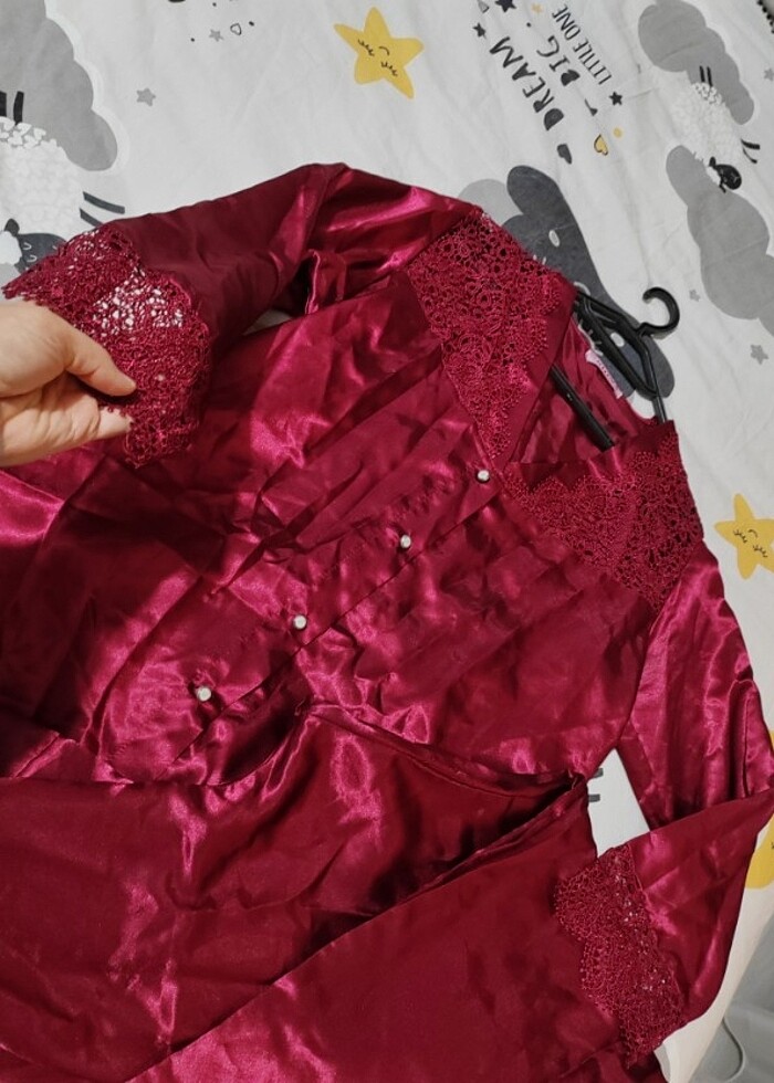 Giona saten gecelik pantolon ve düğmeli - Görsel 4