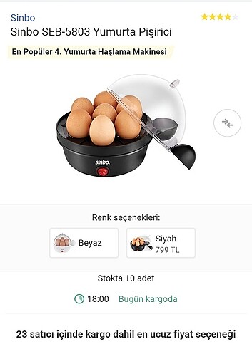 Yumurta haşlama makinesi sinbo 