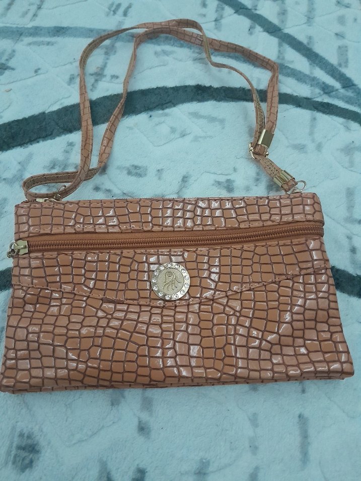Parlak Kahverengi Desenli Deri Kadın Çanta - Görsel 2