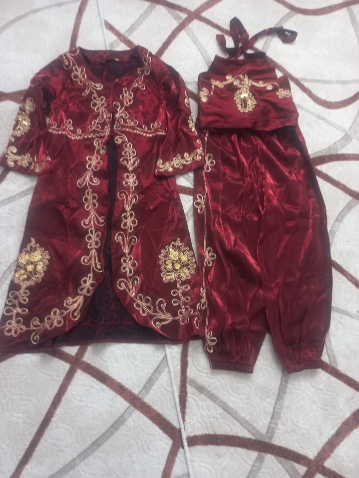 Bordo İşlemeli Uzun Kollu çocuk bindanlı - Görsel 3