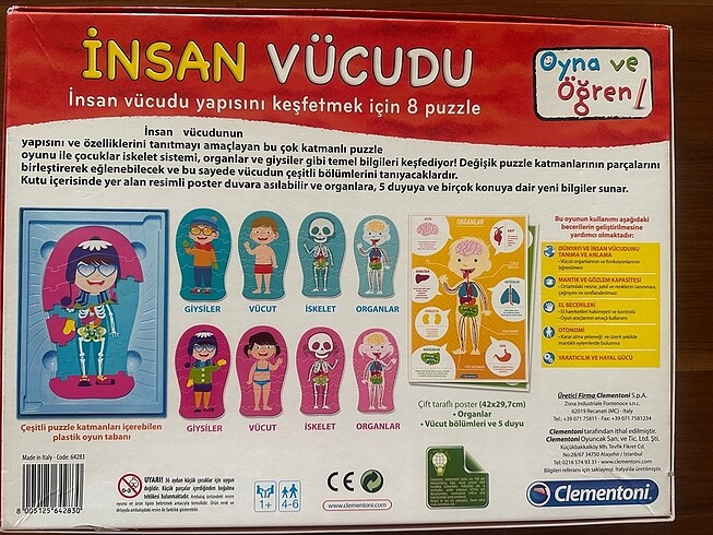 Clementoni Clementoni İnsan Vücudu Oyna öğren 4-6 yaş puzzle