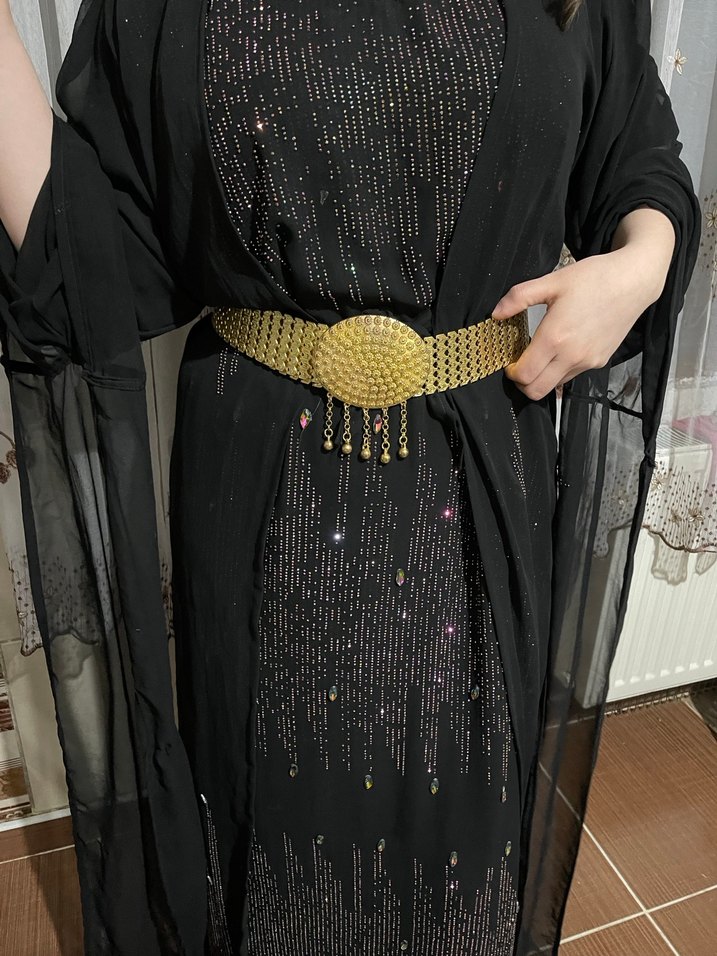 Kadın Altın Renkli Payetli Bohem elbise - Görsel 3