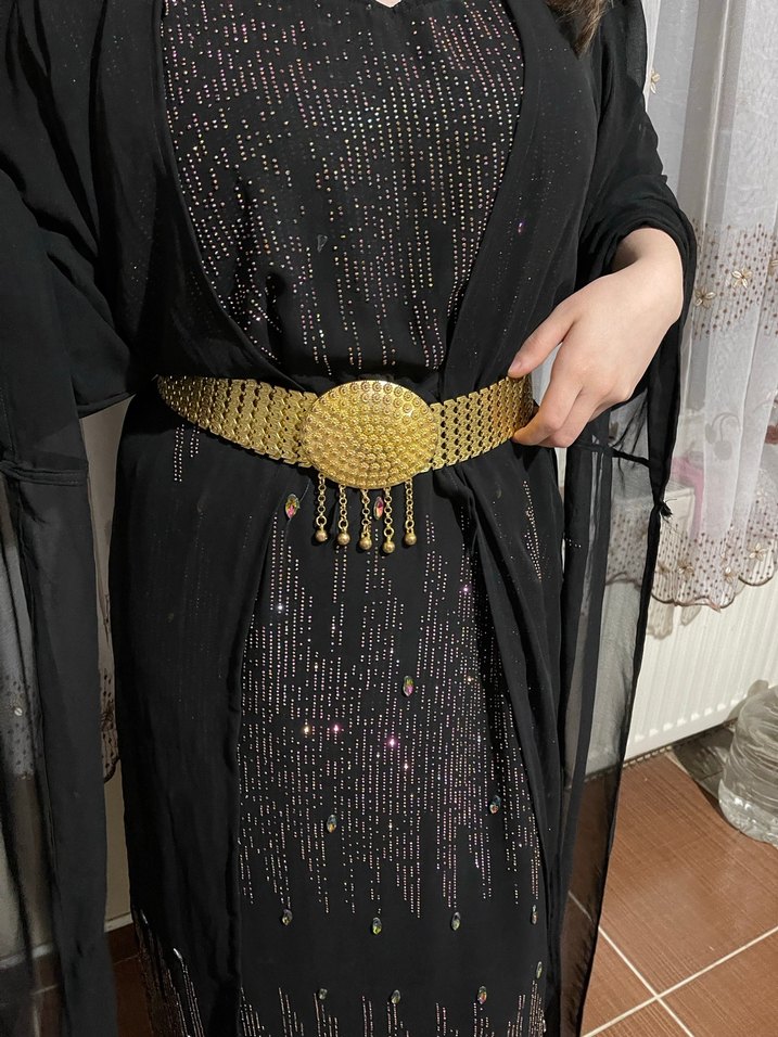 Kadın Altın Renkli Payetli Bohem elbise - Görsel 2