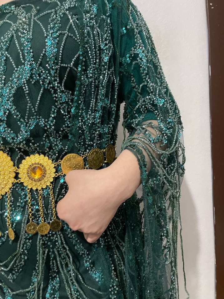 Boncuk İşlemeli Uzun Bohem Kadın Elbise - Görsel 3