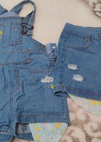 Renkli Batik Desenli Kız Kot Tulum - Görsel 3