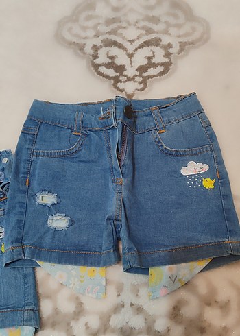 Renkli Batik Desenli Kız Kot Tulum - Görsel 2