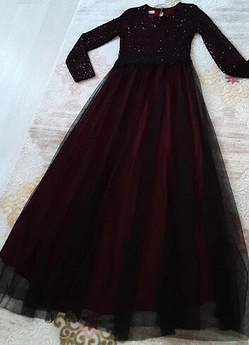 36 Beden bordo Renk Gece Elbisesi