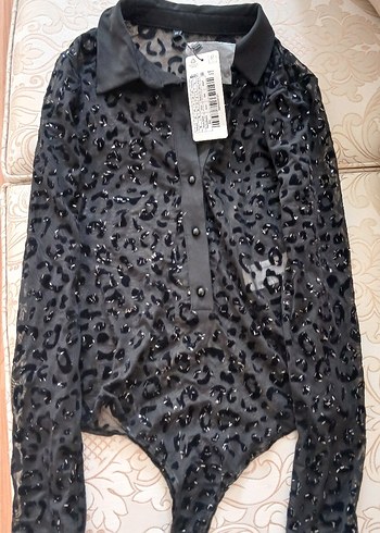 36 Beden siyah Renk Trendyolmilla Leopar Gömlek-Bluz