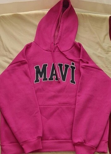 Mavi logo baskılı pembe sweatshirt