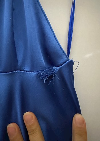 Zara Koyu Mavi askılı plaj elbisesi - Görsel 2