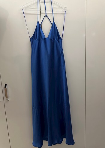 Zara Koyu Mavi askılı plaj elbisesi - Görsel 3