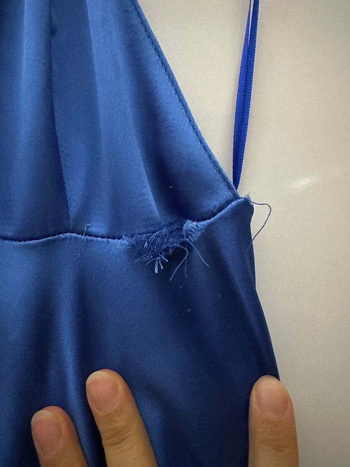 Zara Koyu Mavi askılı plaj elbisesi - Görsel 2