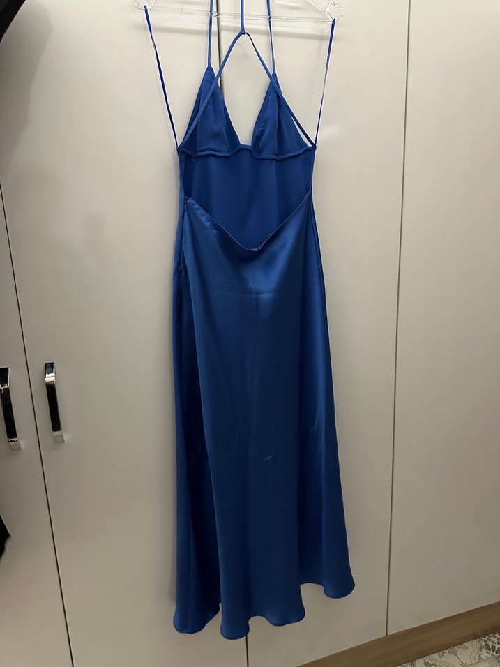 Zara Koyu Mavi askılı plaj elbisesi - Görsel 5