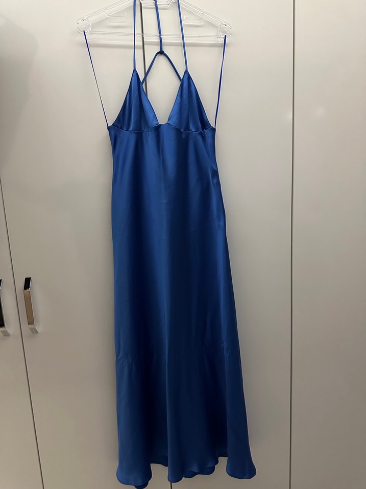 Zara Koyu Mavi askılı plaj elbisesi - Görsel 3