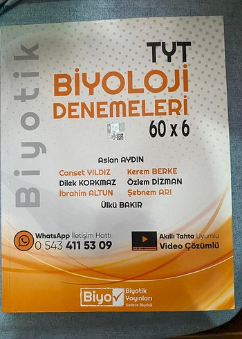 TYT Biyoloji Denemeleri 60x6 Video Çözümlü
