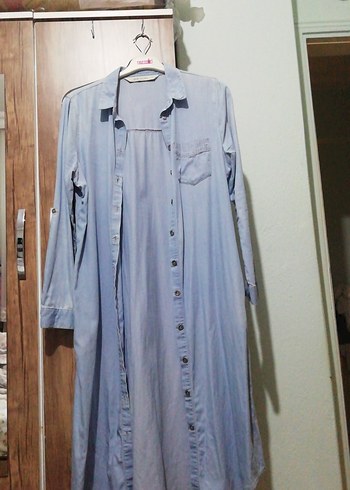 Mavi Uzun Kadın Denim Elbise