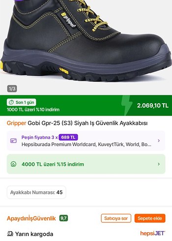 Gripper Gobi Gpr-25 Siyah İş Güvenlik Botu