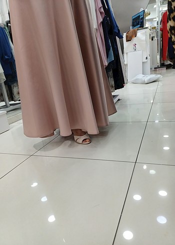 Bej Drapeli Straplez Uzun Abiye Elbise - Görsel 7