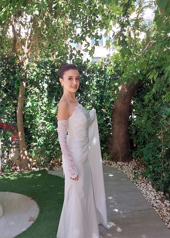 Askılı Straplez Beyaz A Kesim Uzun Gelinlik - Görsel 5