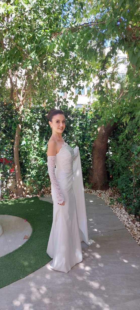 Askılı Straplez Beyaz A Kesim Uzun Gelinlik - Görsel 5