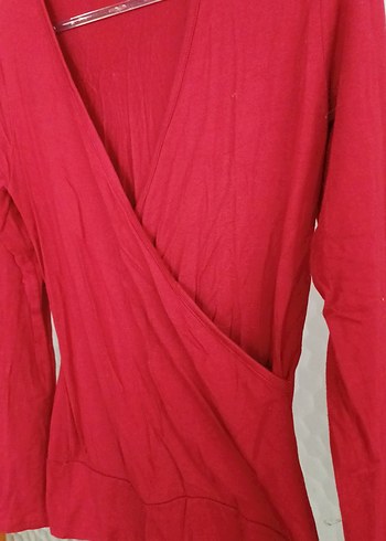 Kırmızı V Yaka Bluz - Görsel 2