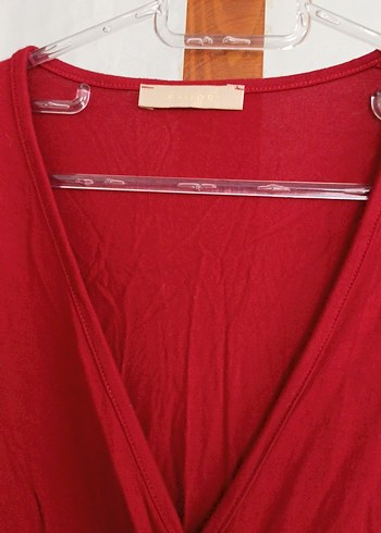 Kırmızı V Yaka Bluz - Görsel 3