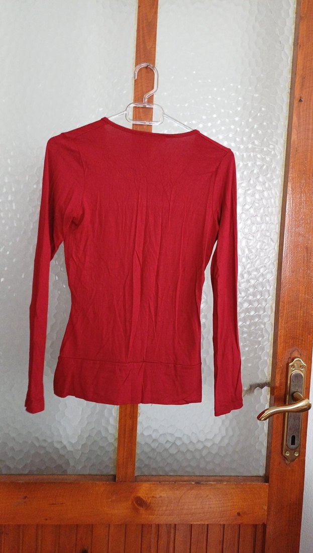 Kırmızı V Yaka Bluz - Görsel 4