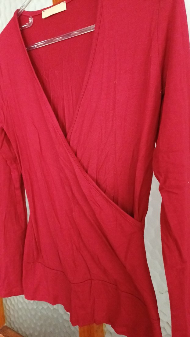 Kırmızı V Yaka Bluz - Görsel 2