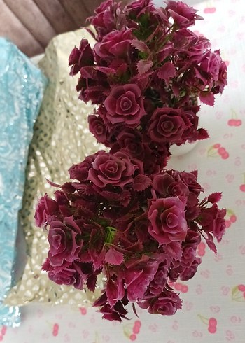 Renkli Pembe Yapay Gül Saksı Çiçekleri 2 'si birarada - Görsel 3