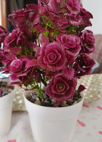 Renkli Pembe Yapay Gül Saksı Çiçekleri 2 'si birarada - Görsel 2