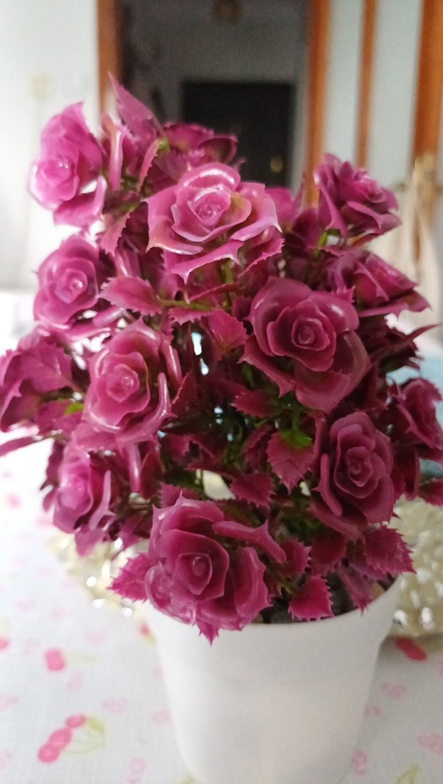 Renkli Pembe Yapay Gül Saksı Çiçekleri 2 'si birarada - Görsel 5