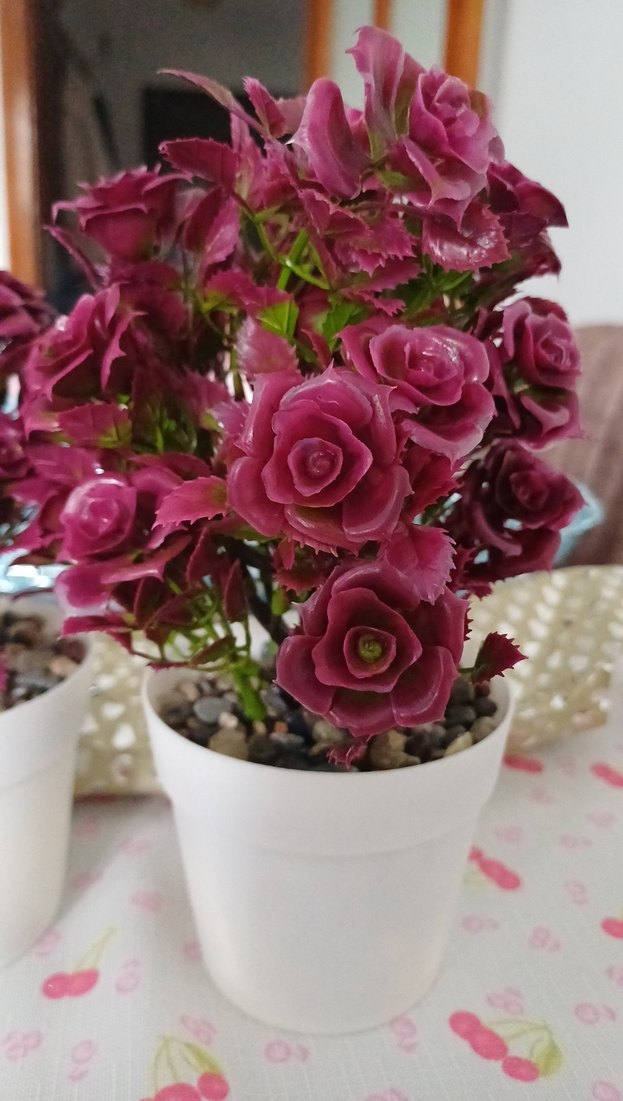 Renkli Pembe Yapay Gül Saksı Çiçekleri 2 'si birarada - Görsel 2